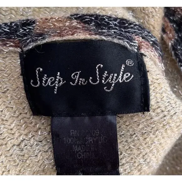 Women's Winter Tiger Print Shawl Poncho Shoulder Scarf Brown Shades One Size - Picture 6 of 6